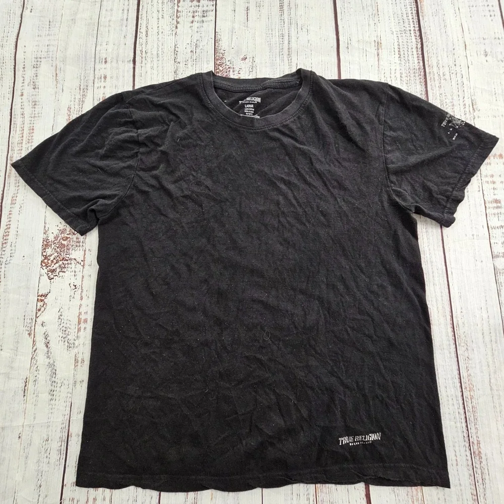 True Religion Brand Jeans Black Short Sleeve Cotton T-Shirt Men's L